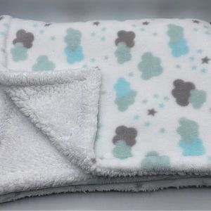 Starry Nights Cloud Baby Blanket Plush Crib Security Lovey Night Sky White 30x40